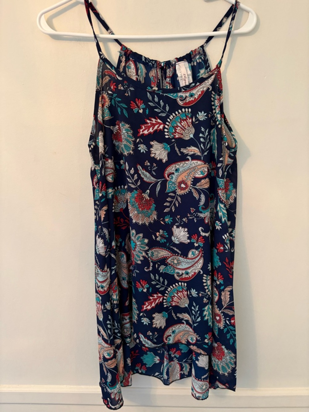 Lilypad Women’s Spaghetti Strap Hi-Lo Tank Top -Paisley Floral Print Sz M